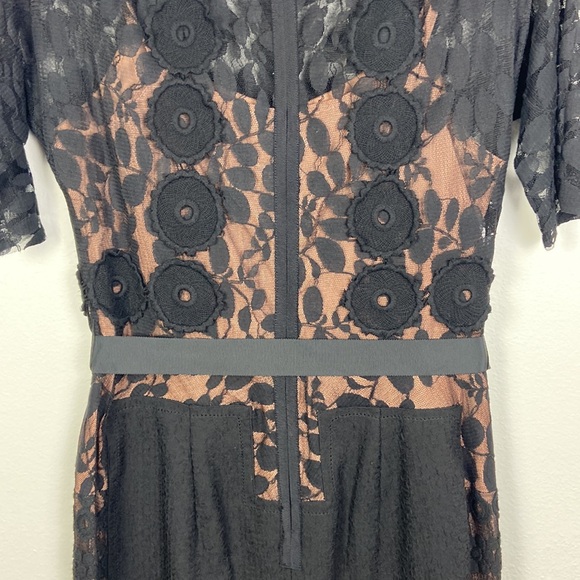 Anthropologie Byron Lars Carissima Sheath Dress Black Women's 8 Elegant Regency - Picture 9 of 10